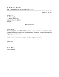 Contoh surat bentuk setengah lurus (semi block style). Contoh Surat Block Style Audit Kinerja