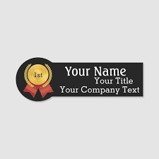 Name Tag With Logo Custom Text Magnetic Back Zazzle Com Name Tags Names Magnetic Business Cards