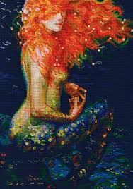 Cross Stitch Kit Rto M596 Red Mermaid Etsy In 2021 Cross Stitch Embroidery Mermaid Cross Stitch Hand Embroidery Kit