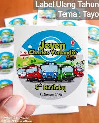 Toko online shop kami sudah menyediakan banyak pilihan desain katalog ya bunda. Tayo Label Ulang Tahun Stiker Label Nama Waterproof Facebook