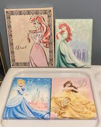 4 Disney Princess Canvas Wall Art Little Mermaid Ariel Cinderella Belle New 1977940657 Blue sand beach seaside bathroom canvas wall art picture print landscape decor. 4 disney princess canvas wall art