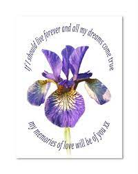 Purple Iris With Quote All My Memories Of Love Will Be Of You Http Www Thebespokegiftcompany Co Uk Gifts By Occasion Anniversary Gifts Personalised Annivers