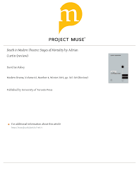 Death in Modern Theatre: Stages of Mortality by Adrian Curtin (review)