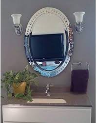 Kohros wall mounted squared mirror, venetian mirror decor for the living room, bathroom, bedroom (w 24 x h 38.2 oval). Alfa Design Oval Intelligent Design Etched Venetian Glass Framed Oval Vanity Mirror Decorative Mirror Price In India Buy Alfa Design Oval Intelligent Design Etched Venetian Glass Framed Oval Vanity Mirror Decorative
