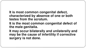 It is the most common birth defect involving the male genitalia. Cryptorchidism