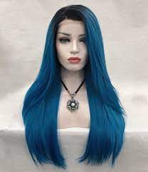 Calypso Marge Simpson Blue Long Silk Straight Synthetic Lace Front Wig Lace Hair Cheap Lace Front Wigs Blue Wig