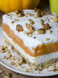 No Bake Strawberry Jello Lasagna Recipe Pumpkin Lasagna Pumpkin Recipes Dessert Pumpkin Dessert