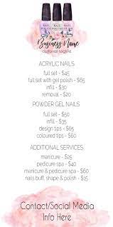 Nail Polish Price List Nail Tech Nail Technician Salon Menu Price List Template Makeup Price List Beauty Price List Edit Yourself Nail Salon Prices Salon Price List Home Nail Salon