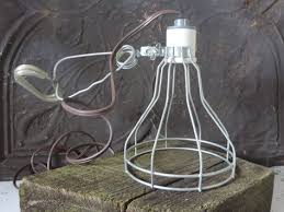 Vintage Trouble Light Wire Cage Unique Lighting Leviton Porcelain Socket Metal Clamp Light Fixture Office Design Industrial Surplus Vintage Industrial Lighting