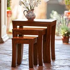 Buy Decornation Carissa Solid Wood Set Of 3 Nesting Table Sheesham Wood Brown Amazon In Home Sheesham Wood Furniture Wood Nesting Tables Sheesham Wood