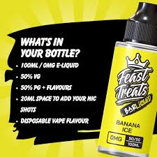 Feast Treats Banana Ice E-Liquid – 100ml Shortfill | 5050 VGPG Vape Juice  | 0mg Nicotine | Nic Shot Ready | Up to 30,000 Puffs | Premium UK-Made E- Juice: Amazon.co.uk: Electronics & Photo