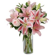 White lilies peruvian lilies orange lilies. Pink Roses And Pink Lilies Toronto Funeral Flowers By Ital