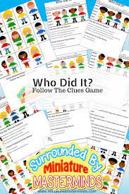 4 males and 4 females ages 18+ to adult. Who Did It Free Printable Guessing Game And Crime Solving Worksheets Miniature Masterminds Mystery Games For Kids Printable Games For Kids Guessing Games