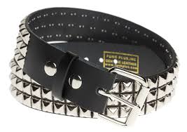 Black Belt With 2 Holes Rogue 3 Row Pyramid Stud Belt Studded Belt Pyramid Studs Black Leather Belt