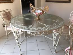 Check spelling or type a new query. Shabby Chic Vintage White Twisted Wrought Iron Table With Four Chairs Floral Vine Motif