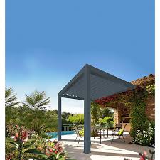 Damit man im sommer auch mal von der sonne in den schatten wechseln kann, ist ein sonnenschutz wichtig. Solid Elements Pergola L X T 400 X 339 Cm Lamellendach Grau Grau Bauhaus