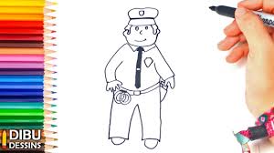 Coloriage policier 2 coloriages metiers de la securite en anglais. Comment Dessiner Un Policier Dessin De Policier Tres Facile Youtube