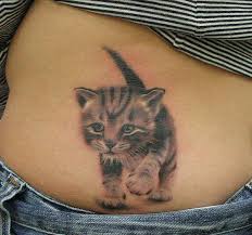 Your cat tattoo can hide under your hair and clothing until it is ready to make an appearance on their terms. Cute Realistic Walking Kitten Tattoo Tattooimages Biz