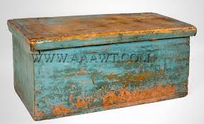 Box Original Blue Paint 18th Century Painted Trunk Old Wooden Boxes Antique Boxes