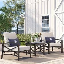 Freitag 3 Piece Conversation Set With Cushions Reviews Birch Lane Patio Seating Sets Conversation Set Outdoor Furniture Sets