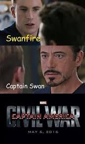 Swanfire Captain Swan Once Upon A Time Civil War Meme Steve Rogers Tony Stark Chris Evans Ouat Funny Once Upon A Time Captain Swan