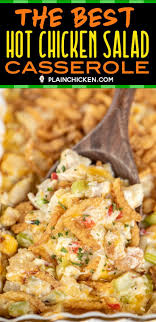 Spoon the chicken salad into the lettuce cups and top. The Best Hot Chicken Salad Seriously Delicious Chicken Casserole Baked Chicken Salad Loaded Hot Chicken Salads French Fried Onions Baked Chicken Casserole