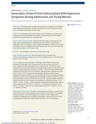 Check spelling or type a new query. Pdf Association Of Use Of Oral Contraceptives With Depressive Symptoms Among Adolescents And Young Women