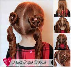 How To Cute Heart Pigtails Hair Style Step By Step Diy Tutorial Instructions Hair Styles Kids Hairstyles Valentines Hairstyles