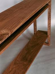 Long Narrow Wood Table With Two Shelves Console Table For Etsy Wood Table Modern Wood Furniture Narrow Table