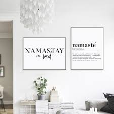 Namastay In Bed Prints Yoga Decor Bedroom Modern Wall Art Namaste Definition Canvas Painting Yoga Artwork Zen Prints Dining Room Wall Art Yoga Decor Room Wall Art