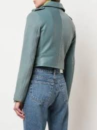 Aqua Blue Leather Mya Cropped Jacket Jackets Maker