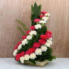 Buy Or Order Swirling Red And White Carnations Basket Online White Carnation Carnations Carnation Flower