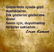 Gozlerimin Icinde Gizli Sustuklarim Dik Gozlerini Gozlerime Dinle Senin Icin Duyulmamis Turkuler Sakladim Ercan K Ozlu Sozler Alinti Sozler Guzel Soz