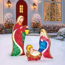What kind of christmas decorations do i need for my yard? 4ft 8 Inches 1 42 M Christmas Indoor Outdoor Nativity Scene With 240 Led Lights Costco Uk