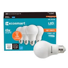 Ecosmart 40 Watt Equivalent A19 Dimmable Energy Star Led Light Bulb Soft White 4 Pack Walmart Com Walmart Com
