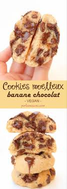Cookies Moelleux Banane Chocolat Vegan Perle En Sucre En 2020 Chocolat Vegan Banane Chocolat Cookies Moelleux