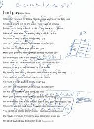 Bad Guy Billie Eilish Guitar Chord Chart Capo 3rd Fret Guitar Chords And Lyrics Ukulele Chords Songs Ukulele Songs