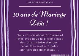 Venez offrir vos meilleurs vœux et exprimer votre amour pour la mariée ! Textes 10 Ans De Mariage Felicitations Humour Message Carte Invitation