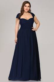 Glamorous Cap Sleeve Navy Evening Gowns Long Chiffon Lace Plus Size Prom Dress Bridesmaid Dresses Plus Size Long Chiffon Evening Dress Lace Bridesmaid Dresses