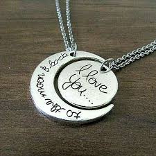 New 2 Pc Necklace Set I Love You To The Moon And Back Bff Friend Mother Daughter Handmade Pen Mom Daughter Necklace Mother Daughter Jewelry Daughter Necklace