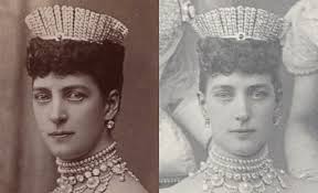 The Queen Alexandra Kokoshnik Tiara, given as a silver wedding gift in 1888  by 365 peeresses of the Realm. It was made by...