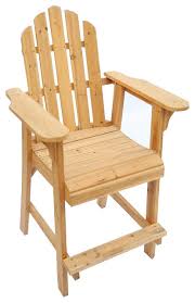 Balcony Tall Counter High Adirondack Chair With Footrest Natural Wood Traditional Outdoor Bar Stools And Counter Stools By Pier Surplus