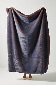 Aleksi Faux Fur Throw Blanket Natural Blue Anthropologie Havenly