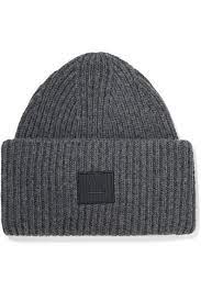 Acne Studios Hats Pansy Face Appliqued Ribbed Wool Beanie Face Patches Wool Beanie Beanie