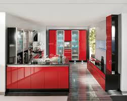 red high gloss kitchen cabinets high