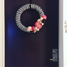 Black And White Striped Ribbon Wreath Kate Spade Styrofoam Wreath Black White Stripe Ribbon Floral Flowers 3d Succulents How To Make Wreaths Kate Spade Decor Wreaths