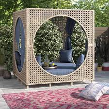 Gray wood outdoor daybed with light gray cushions transform your outdoor space into a cozy transform your outdoor space into a cozy oasis with this cushioned daybed from the noble house outdoor furniture assortment. Bayou Breeze Amabel 72 Wide Outdoor Wicker Patio Daybed With Cushions Reviews Wayfair