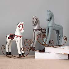 95 10% coupon applied at checkout save 10% with coupon European Wooden Rocking Horse Statue Wedding Decor Home Office Desktop Decorative Ornament Collectible Crafts Kids Birthday Gift Figurines Miniatures Aliexpress