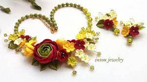 Statement Necklace Flower Jewelry Set Magenta Jewelry Flower Jewellery Elegant Jewelry Jewelry Sets