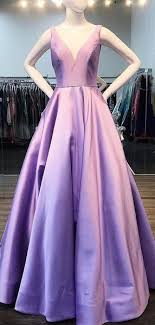 Lilac Satin V Neck Sleeveless Pockets A Line Prom Dresses Pd00354 Prom Dresses With Pockets Lavender Prom Dresses A Line Prom Dresses